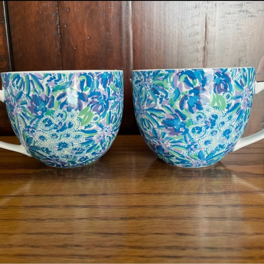 Lilly Pulitzer Blue and Purple Floral Mugs